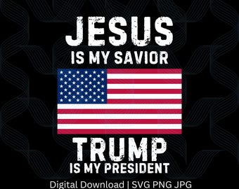 Jesus and Trump Patriotic Graphic, T-Shirt Design (Digital Download)
