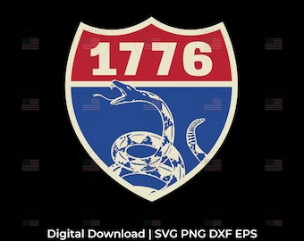 Interstate 1776-vlag van Gadsden, patriottisch ontwerp (digitale download)