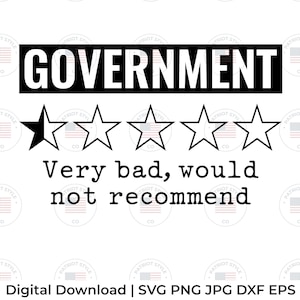 Regierung sehr schlecht würde nicht empfehlen 1 Stern Bewertung svg, png, jpg, eps, dxf Patriotic Herunterladbares digitales Design für T-Shirts, Tassen