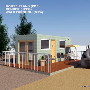 1 Bedroom, Studio Container (15 SQM), House Plans, Render & Walkthrough