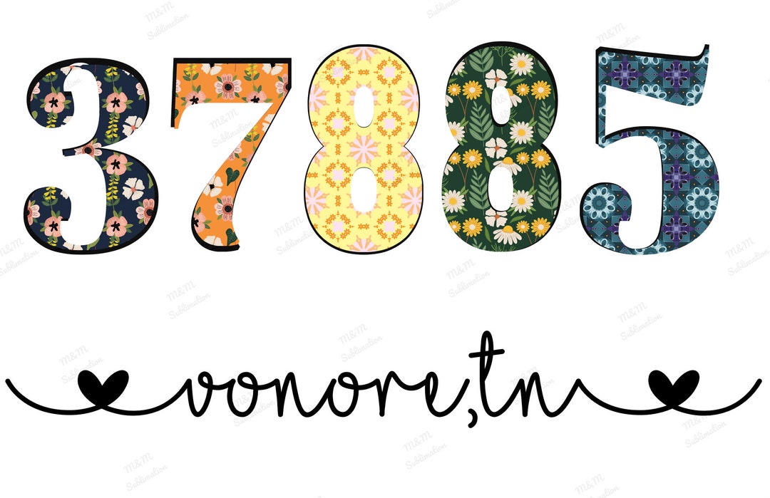37885, Zip Code, Vonore, TN, PNG, Sublimation Etsy