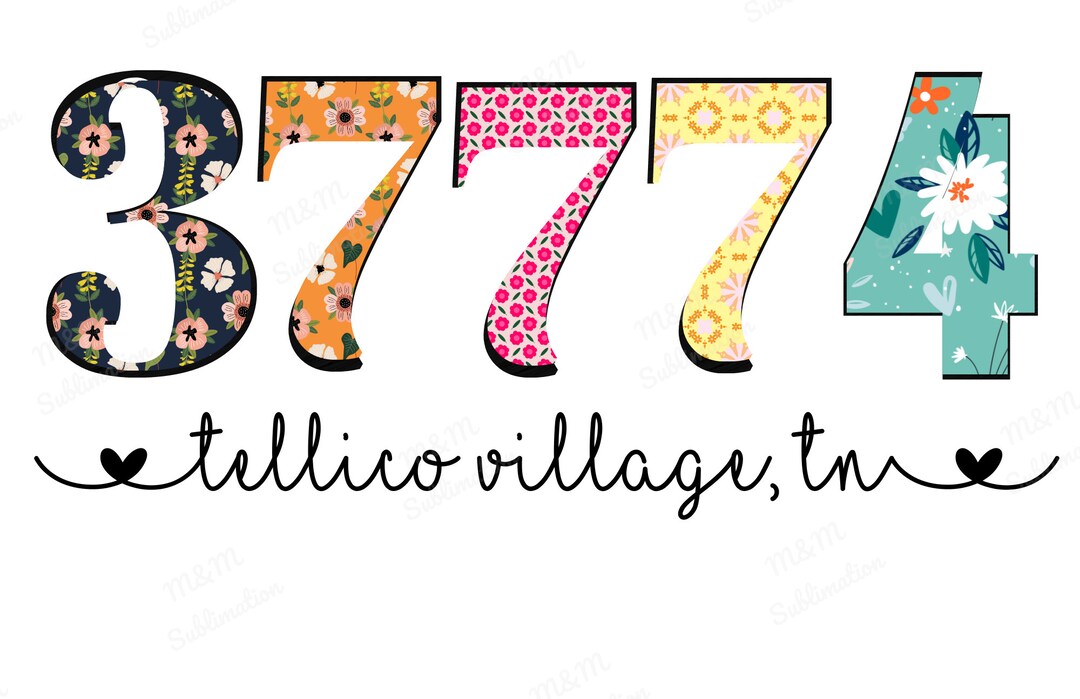 37774, Tellico Village, TN, Zip Code, PNG, Sublimation Etsy