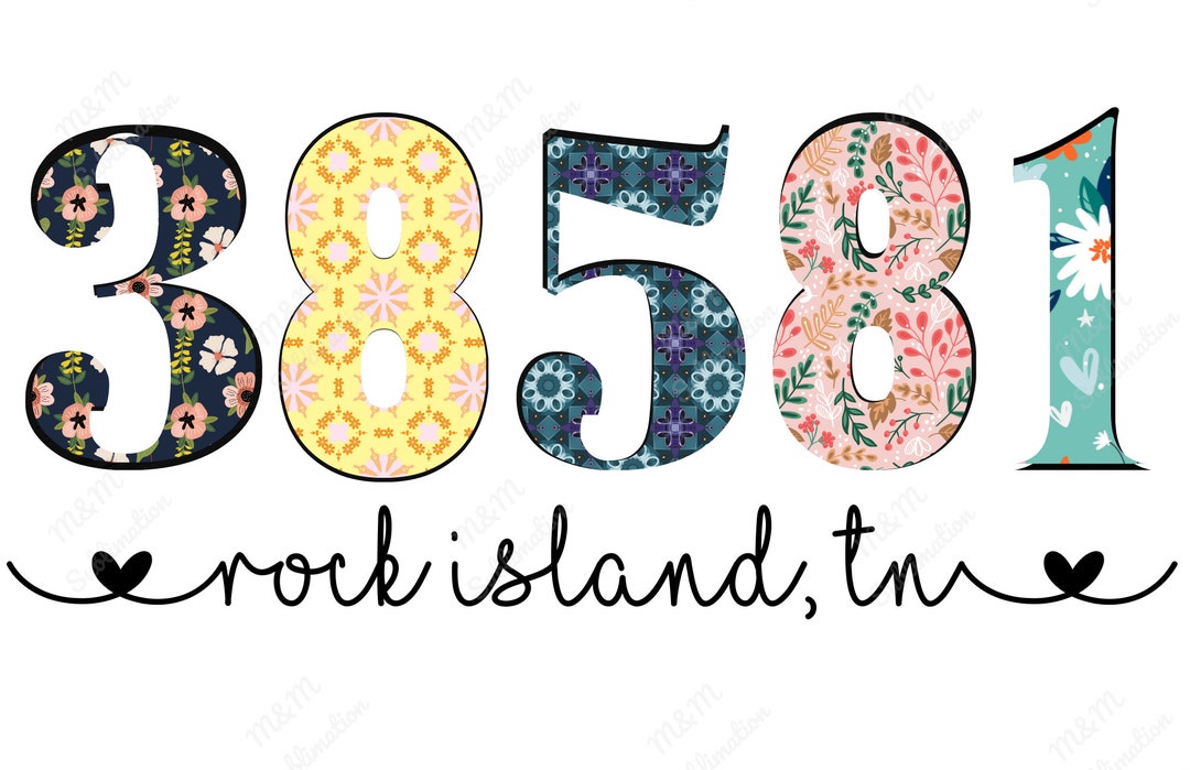 38581, Zip Code, Rock Island, TN, PNG, Sublimation Etsy