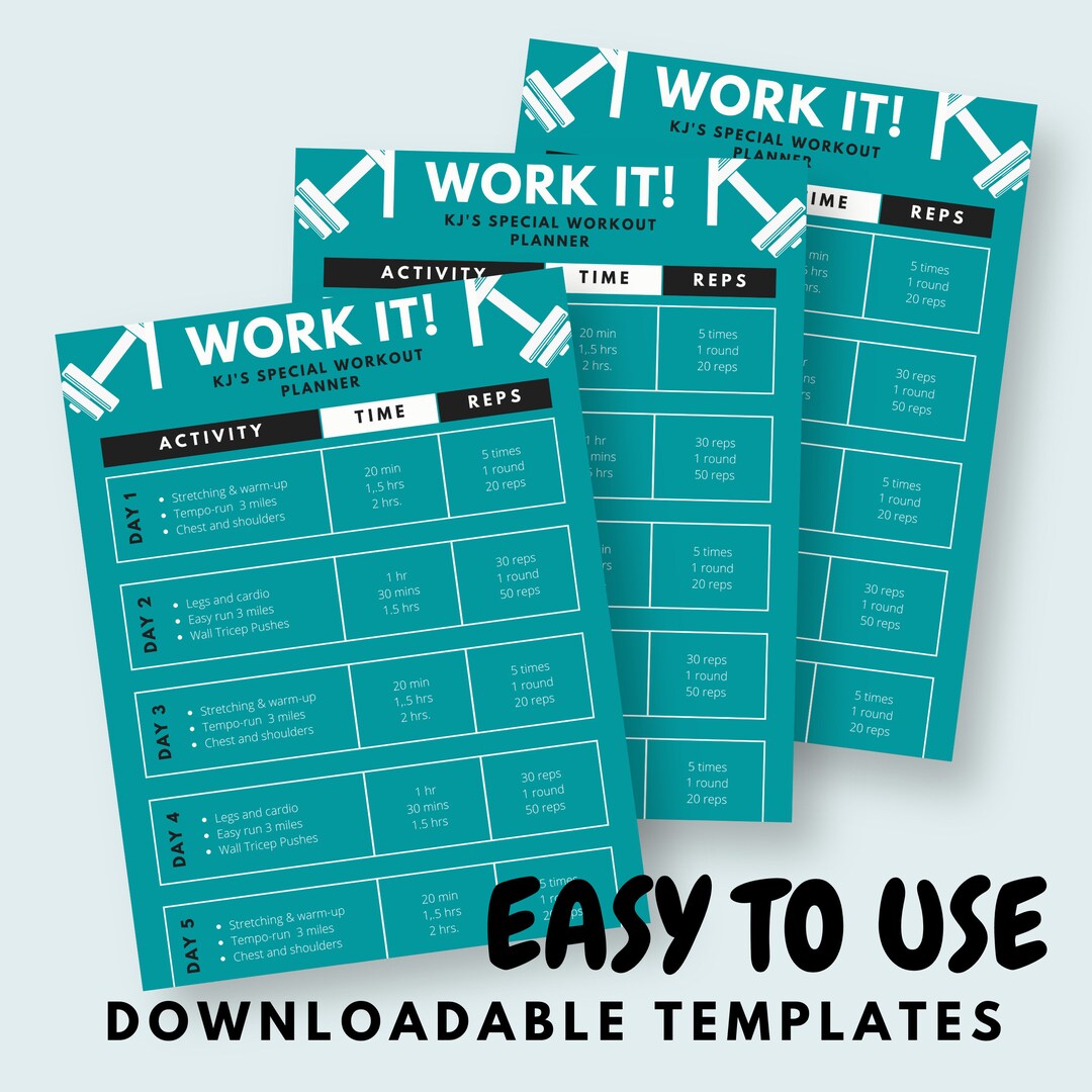 Workout Planner daily Workout Planner weekly Fitness Planner Etsy