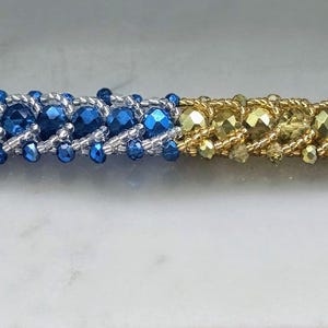 Dos Aguas Idde Bracelet with Beads | Yemaya & Oshun Orisha Jewelry | Santería Idde | Yoruba Lucumí IFA