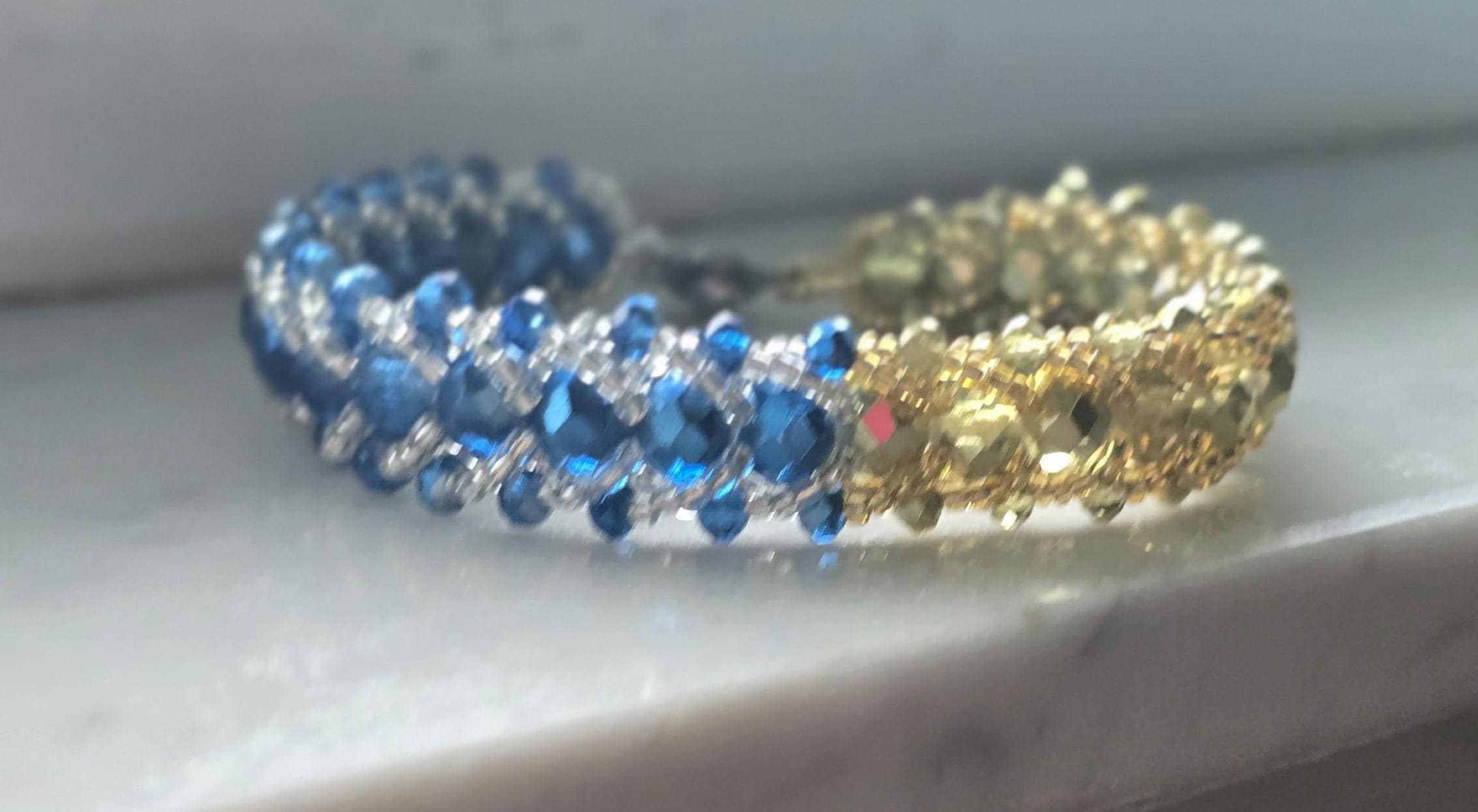 Dos Aguas Idde Bracelet with Beads | Yemaya & Oshun Orisha Jewelry | Santería Idde | Yoruba Lucumí Spiritual Beaded Bracelet | Handmade