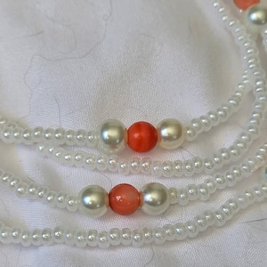 Obatala Obañla Eleke Collar Coral Mother of Pearl and Pearl 20in Ileke de Orisha Santeria IFA Yoruba Lucumi Lukumi Handmade unique
