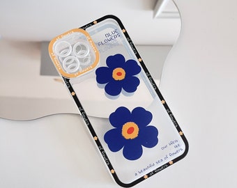 New Blue Flower Floral Print Graphic Silicone phone Case for iPhone 13; iPhone 13pro, iPhone 13pro max; iPhone 12, iPhone 12pro; 12pro max