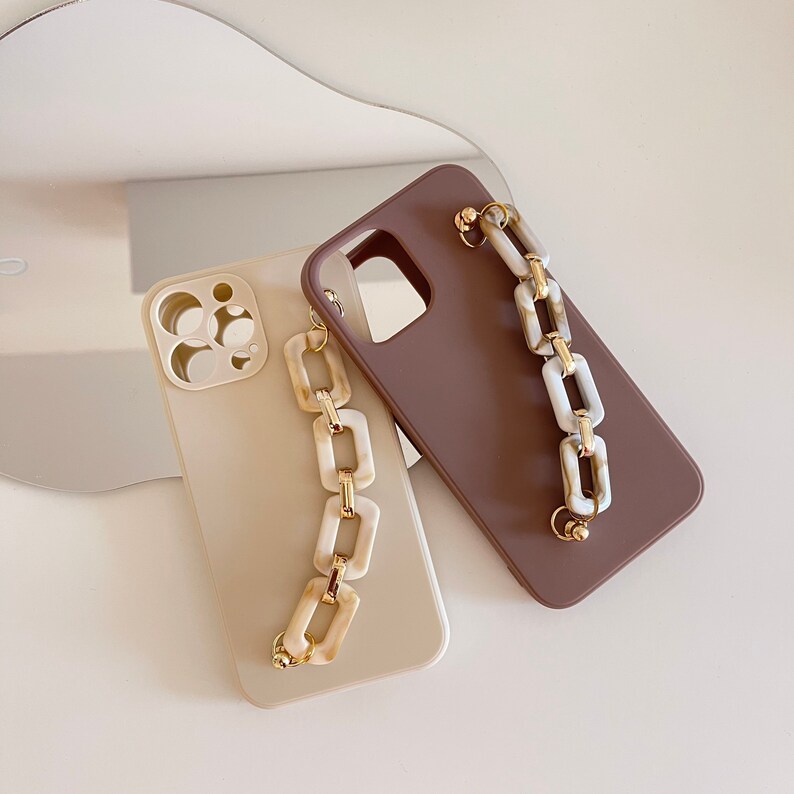 Premium Classic Solid Phone Case With Chain Hand Strap for Etsy