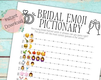 Bridal Emoji Pictionary Game, Printable Shower Activity (Digital Download)