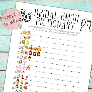 Bridal Emoji Pictionary Printable Bridal Shower Game ⁝ Wedding Shower Game ⁝ Instant Digital Download ⁝ W0x03