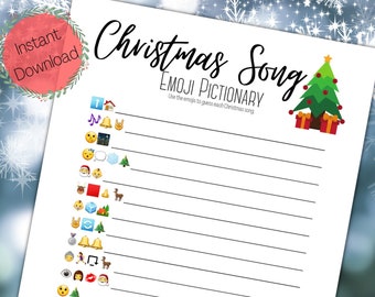 Kerst "Song Emoji Pictionary" afdrukbaar spel ⁝ Vakantiefeestspel ⁝ Instant digitale download ⁝ CG0x01