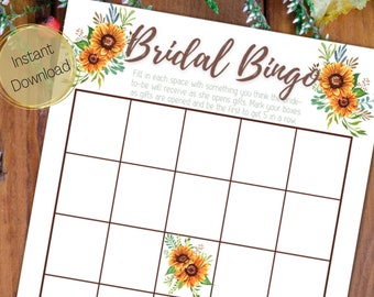 Bingospel zonnebloemen bruids, cadeau openen (digitale download)