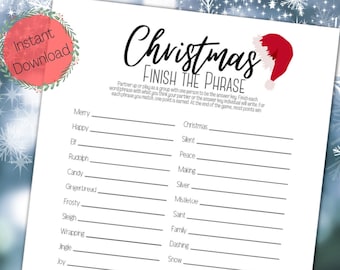 Navidad "Terminar la frase" Juego imprimible ⁝ Juego de fiesta navideña ⁝ Descarga digital instantánea ⁝ CG0x01