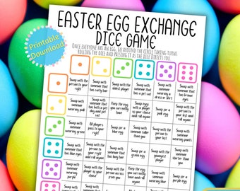 Easter Egg Exchange Dice Game Printable Game ⁝ Easter Group Party Game ⁝ Instant Digital Download ⁝ E0x01