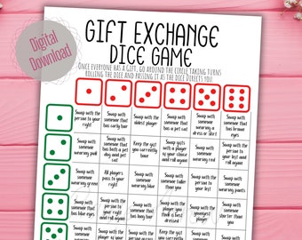 Dobbelspel cadeau wisselen: leuk gezelschapsspel (digitale download)