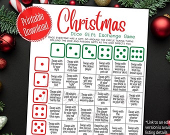 Juego de dados navideños / Juego de intercambio de regalos (descarga digital)