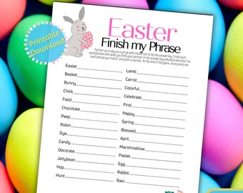 Easter "Finish my Phrase" Printable Game ⁝ Easter Group Party Game ⁝ Instant Digital Download ⁝ E0x01