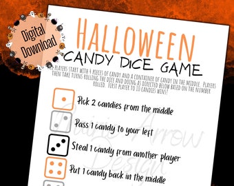Halloween-snoepdobbelspel, afdrukbaar feest (digitale download)