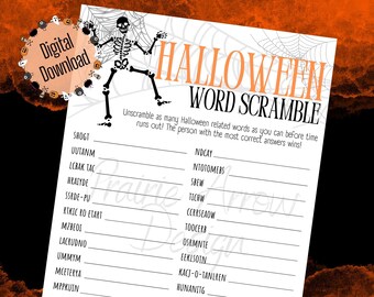 Halloween-woordklauterspel, groepsfeest (digitale download)