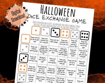 Halloween Treat Exchange Dice Game Jeu imprimable ⁝ Halloween Group Party Game ⁝ Téléchargement numérique instantané ⁝ H0x01