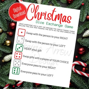Christmas Gift Exchange Dice Game Printable Game ⁝ Christmas Group