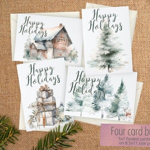 Pacchetto di modelli di biglietti di auguri stampabili ⁝ Biglietto di auguri con download digitale ⁝ Biglietto di Natale rustico in stile bosco ⁝ Biglietto di buone feste ⁝ HHC0x0x