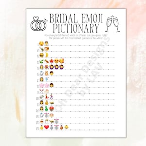 Bridal Emoji Pictionary Printable Bridal Shower Game ⁝ Wedding Shower ...