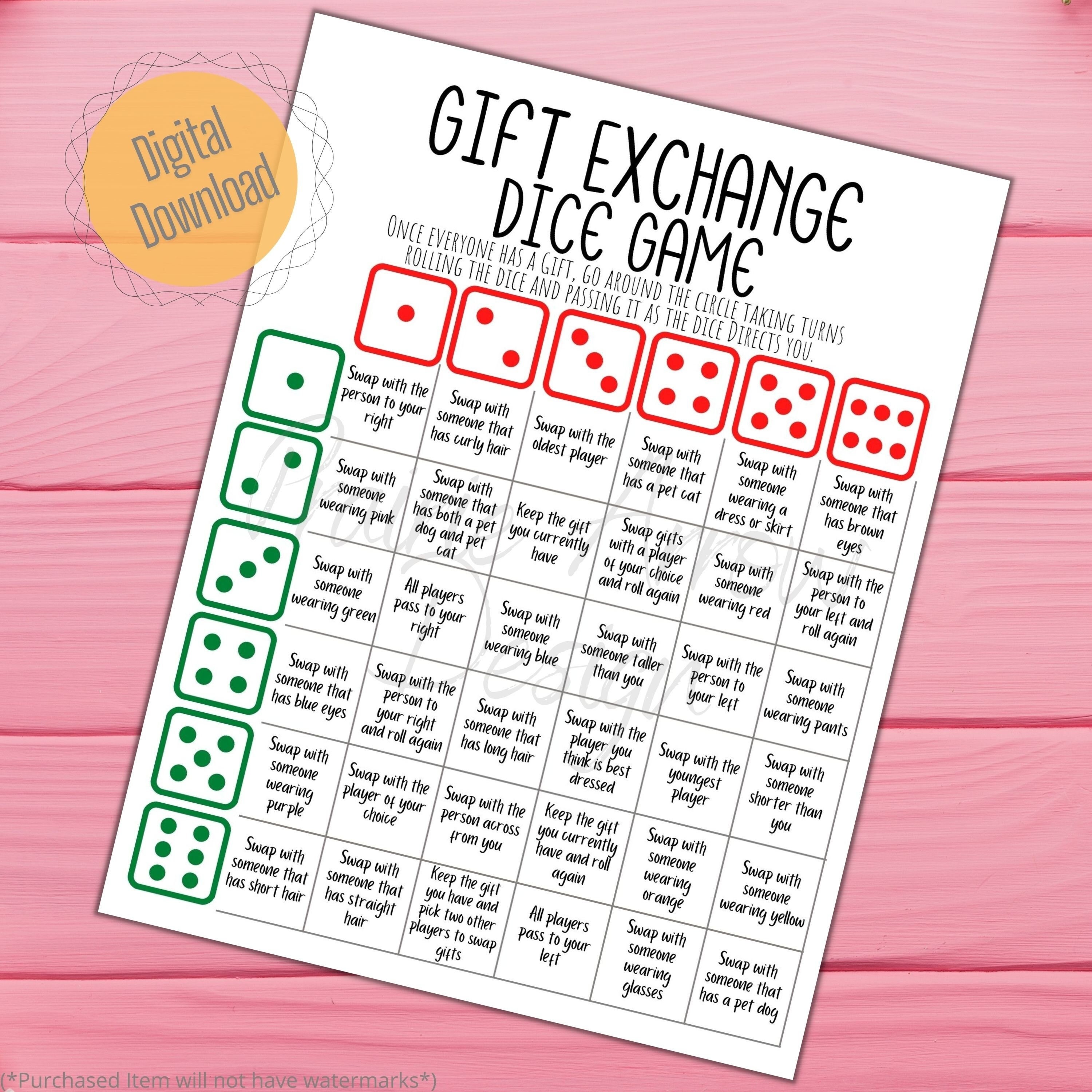 Super Fun Editable Gift Exchange Dice Game Printable - All Occasions! –  Frugal Coupon Living