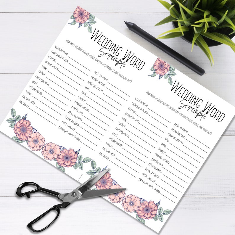 Wedding "word Scramble" Printable Bridal Shower Game W/ Answer Key ...