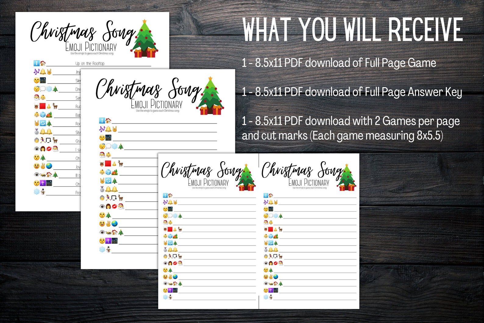 Christmas "song Emoji Pictionary" Printable Game ⁝ Holiday Party Game ...