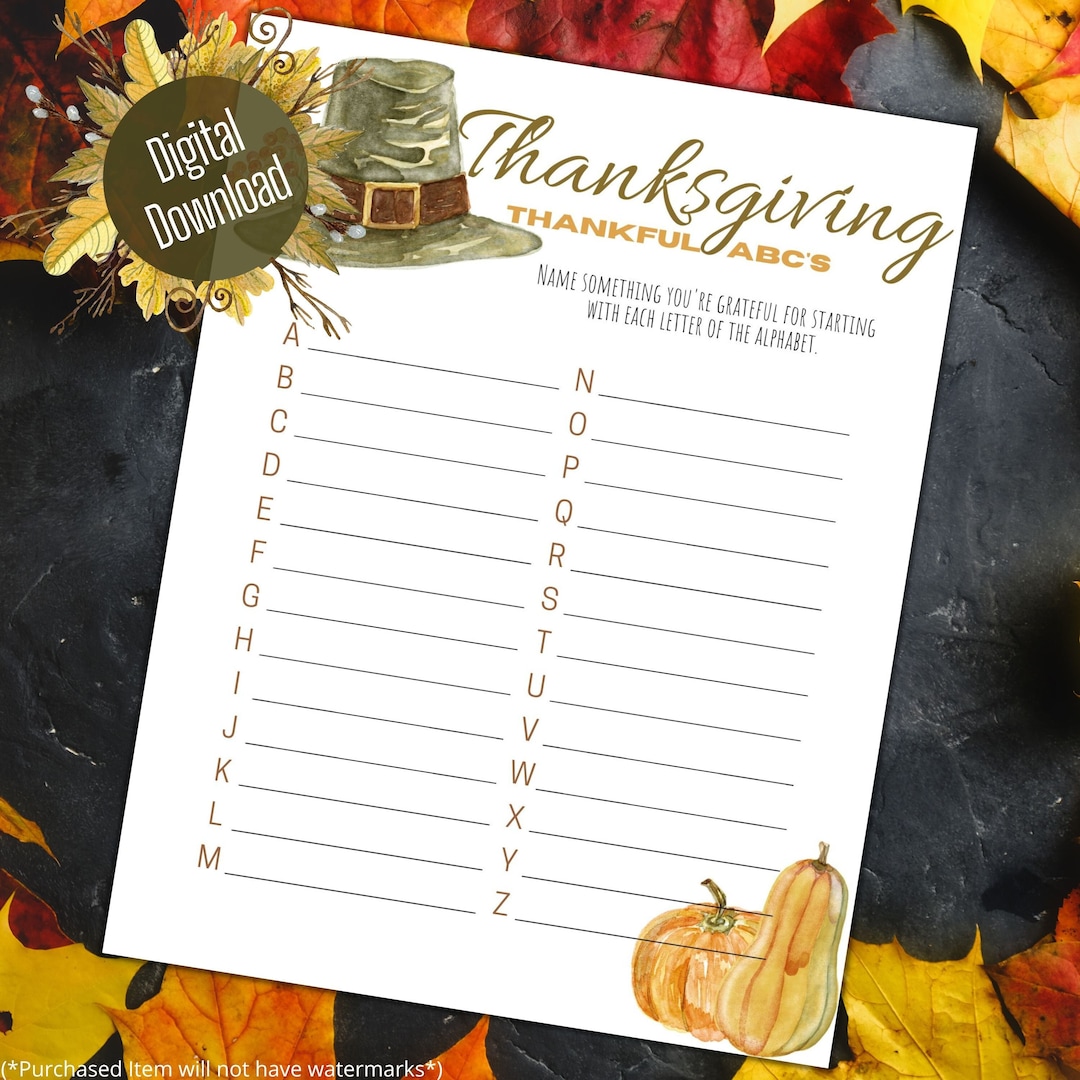 Thanksgiving Thankful Abcs ⁝ Thanksgiving Party Game ⁝ Classroom ...