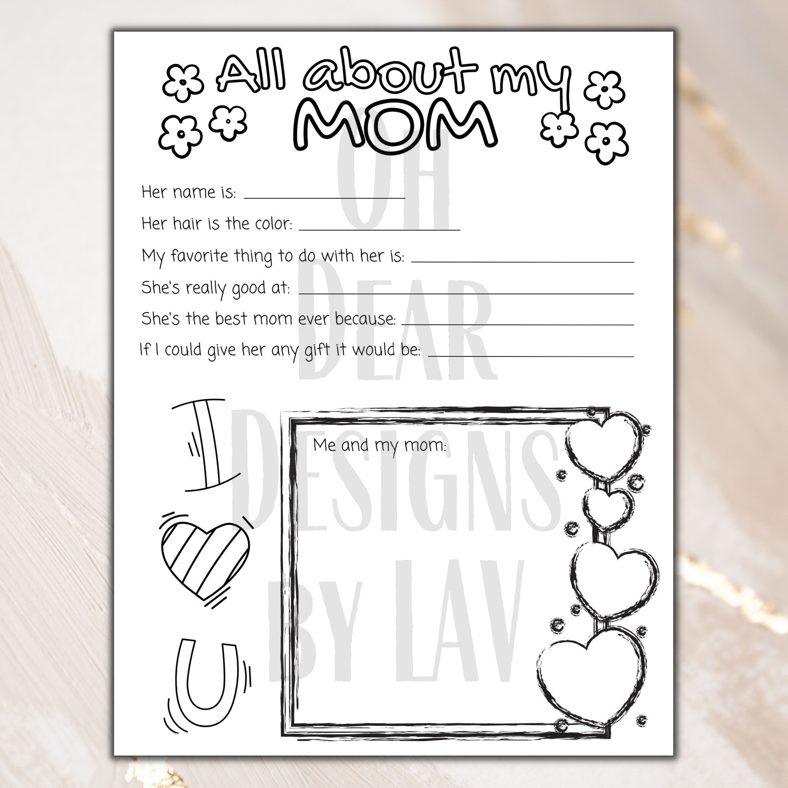 Mothers Day Worksheet &amp; Coloring Pages Printable⁝ Mothers Day Gift ...
