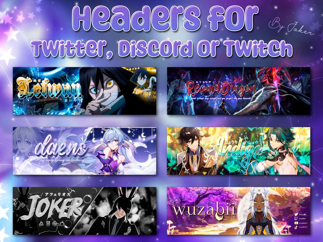 Custom Header for Twitter, Twitch or Discord - Etsy