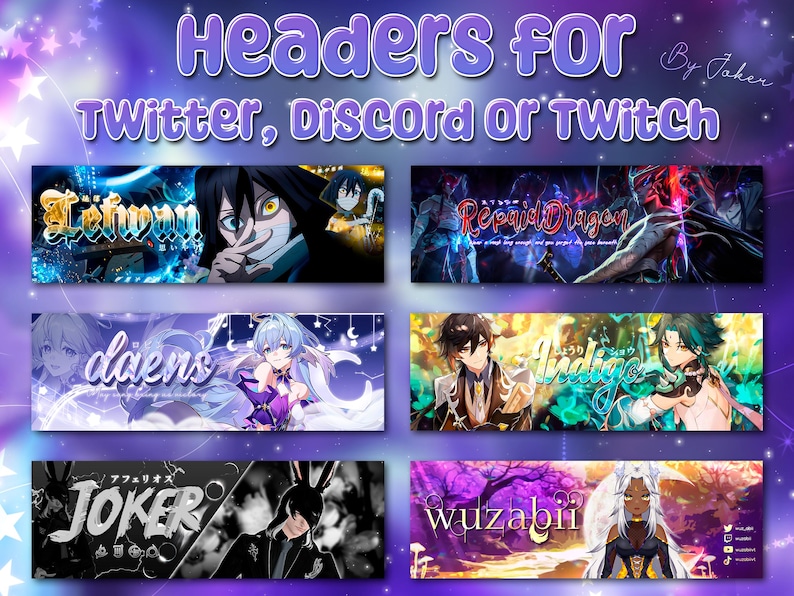 Custom Header for Twitter, Twitch or Discord - Etsy
