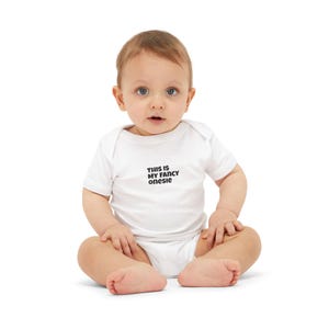 Infant Jersey Onesie with &#39;This Is My Fancy Onesie&#39; Design - Cute Baby Gift, Baby Shower, Nursery, Newborn Outfit, Holiday Wear