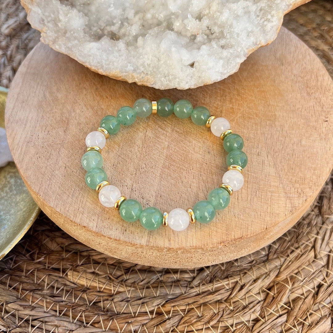 Collier Artisanal Boho Chic - Ambre Naturel Et Cristal D'aventurine Verte - Fait Main En Italie - 45 Cm