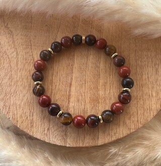 Bracciale Con Pietre Naturali Armony Paris – Occhio Di Tigre, Ematite, Corniola (18 Cm)