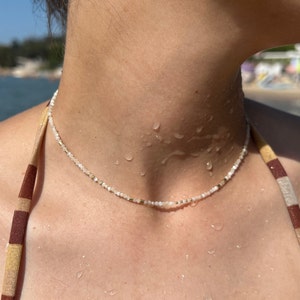 Collier ras de cou réglable en acier inoxydable doré perle de coquillage image 10