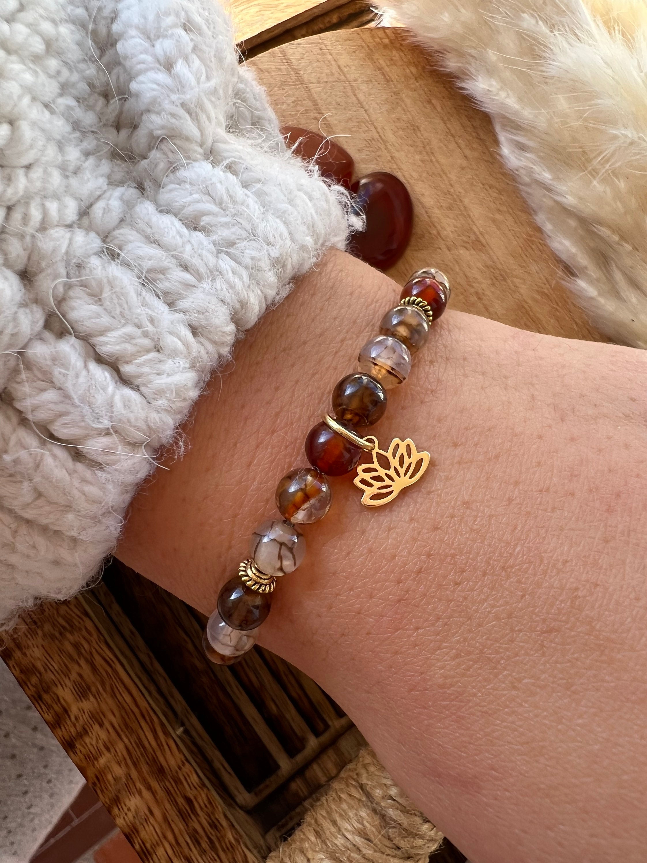 Bracciale In Pietra Naturale Agata Drago – Perle R Tonde, Gioiello In Litoterapia, Regalo Benessere - 4