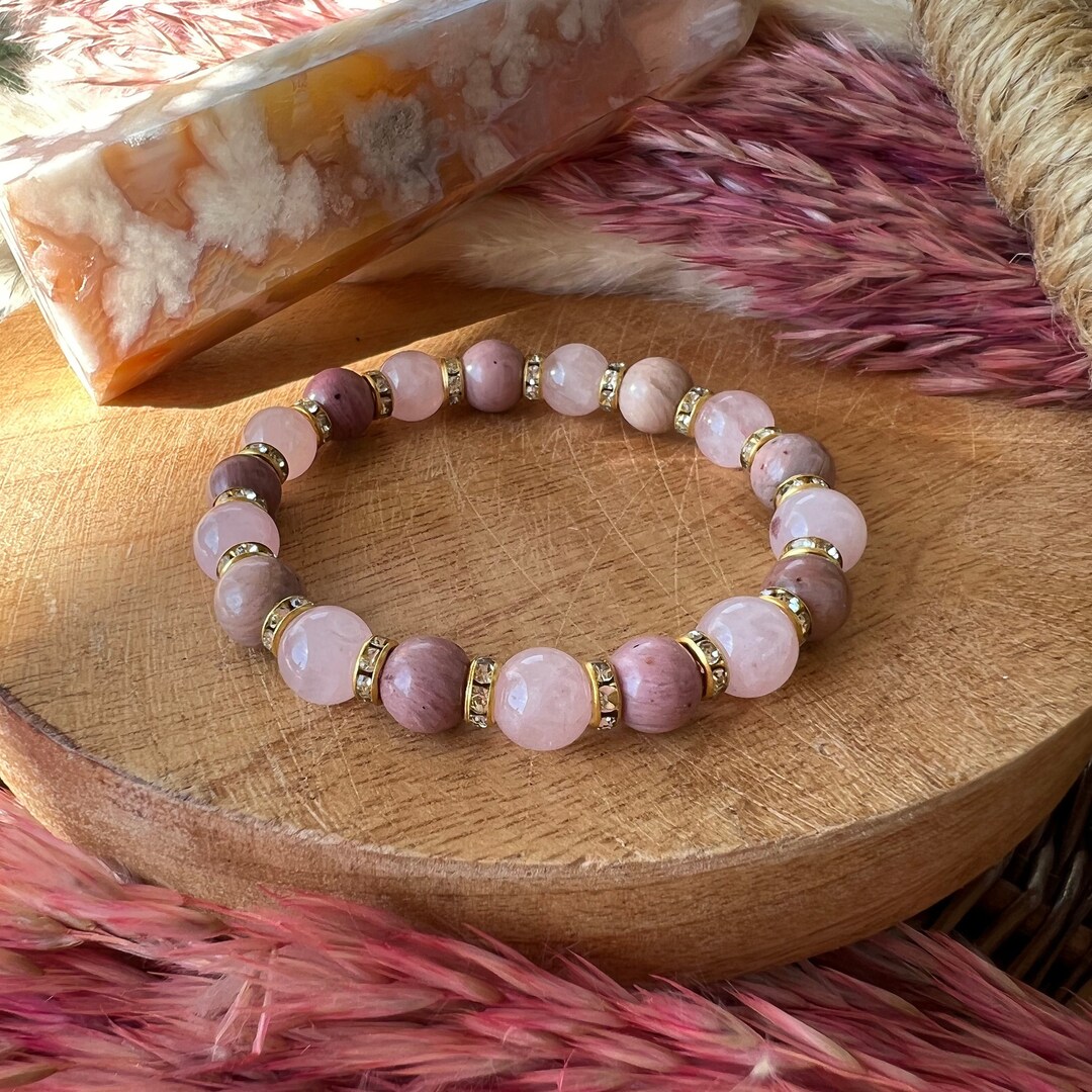 BRACELET DE PERLES 8 MM EN RHODOCROSITE - Crystal et Lumiere