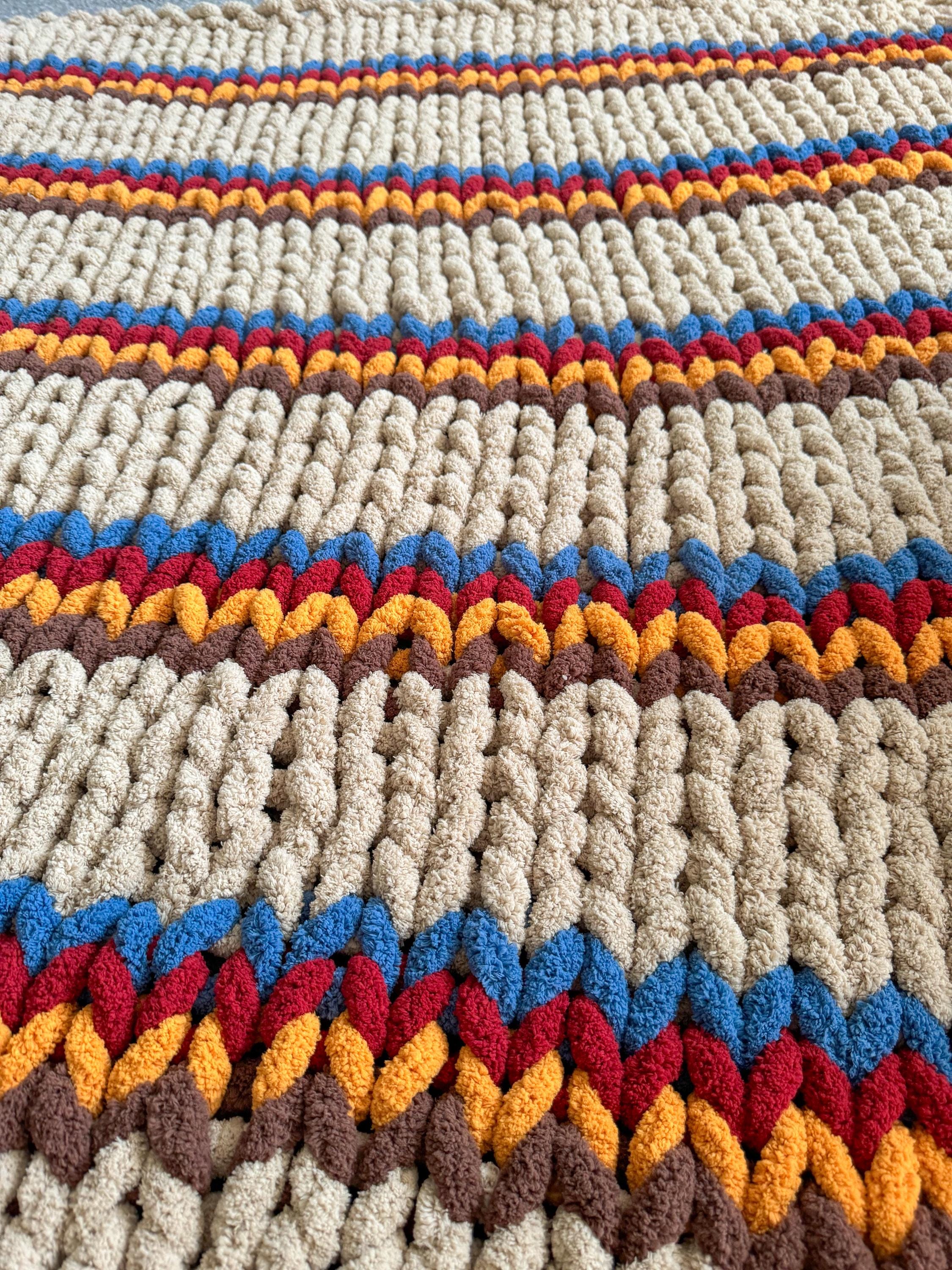 Chunky Striped Hand Crochet Blanket - Etsy