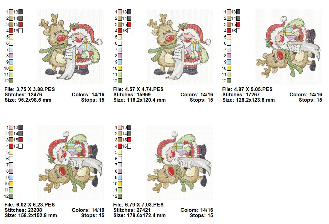 Embroidery Design Rocker Santa Santa / Reindeer Embroidery Design, Christmas Embroidery Designs, Cute ...