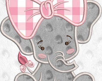 ELEPHANT GIRL APPLIQUE Embroidery Designs Elephant Embroidery Design,  Applique Machine Embroidery Pattern 