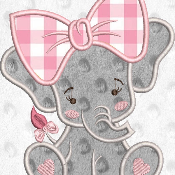 ELEPHANT GIRL APPLIQUE Embroidery designs - Elephant embroidery design, Applique Machine embroidery pattern