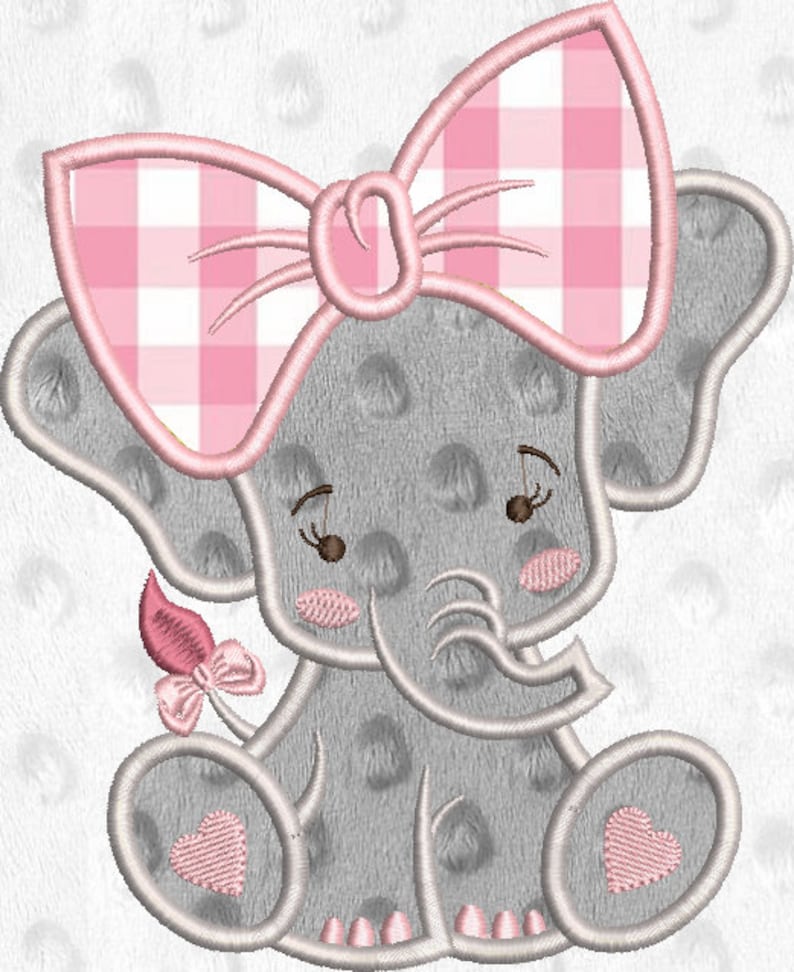 ELEPHANT GIRL APPLIQUE Embroidery Designs Elephant Etsy