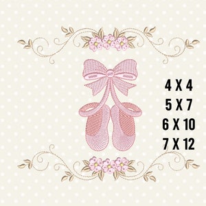 Cute Ballerina Shoes  Machine Embroidery Designs - Girl Ballet embroidery design, Ballet Machine embroidery pattern - instant download