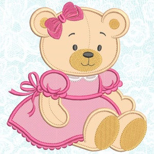 BEAR GIRL APPLIQUE Diseños de bordado - Lindo diseño de bordado de oso, patrón de bordado de máquina de aplicación