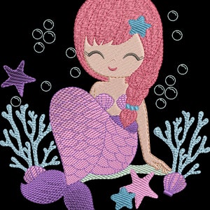 Cute Mermaid Embroidery Designs. Mermaid Girl embroidery designs,  Mermaid embroidery, instant download.