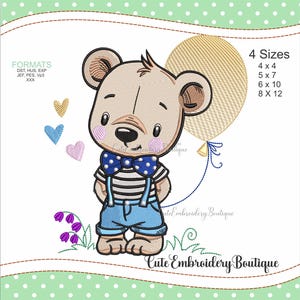 Cute BEAR  Embroidery Design, Baby Boy Bear Machine Embroidery Design, instant downloads